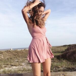 Kimchi Blue Veruca Skort Wrap Romper Shorts/Skirt Rose Urban Outfitters NWT